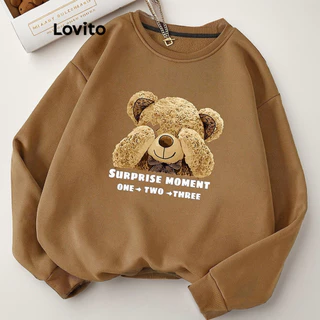 Lovito Moletom casual com apliques de desenho animado para mulheres LBL20273