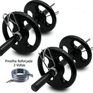 Kit 2 Barra Oca 40cm + 4 Anilhas Pintadas 1kg +4 Presilhas Musculaçao, Peso, Academia
