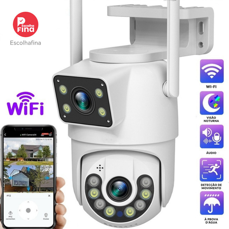 Segurança dupla lente ICSEE IP66 Wi-fi 360° sensor de movimento visão câmera APP ICSEE disponível