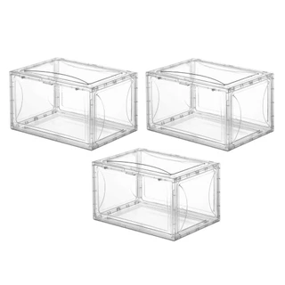 Kit 3 Caixas Organizadora Sapato Tênis Sneaker Box Acrílico Abertura Frontal Transparente Empilhável