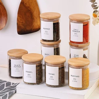 Kit 6 Peças 200ML Potes Herméticos Com Tampa De Bambu