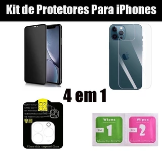 Kit (4 em 1) de Películas De Privacidade Para iPhone 11/11Pro/11 Pro Max/12/12Pro/12ProMax/13ProMax/14/14Pro/14Plus/14ProMax/15/1Max/13/135Pro/15Plus/15ProMaxProtetor Ceramica Frontal&Traseira Cerâmica + Câmera Para iphApple iPhone Todos Modelos Recentes