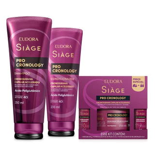 Kit Pro Cronology Shampoo 250mL, Condicionador 200mL e Kit Cronograma Capilar Acelerado Siage Eudora