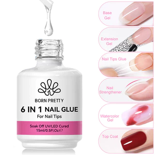 BORN PRETTY 6 Em 1 Prensa De Cola Para Unhas Blooms Gel Fortalecedor Base De Extensão Top Coat Função Verniz 15ml em Oferta na Shopee