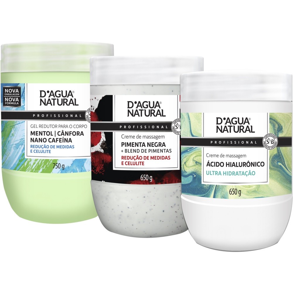 Kit Creme Pimenta Negra +Gel Crioterapico +Acido Hialuronico