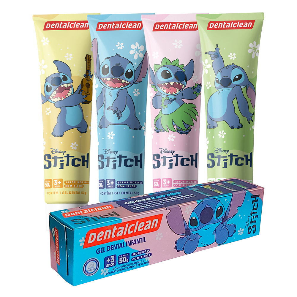 Pasta de Dente Gel Dental com Flúor Infantil Stitch Morango 50g ...