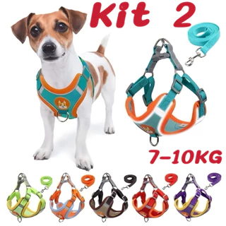 Kit 2 Adequado para animais de estimação de pequeno e médio porte Conjunto de arnês, guia + coleira de colete em Oferta na Shopee