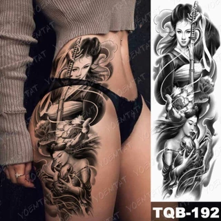 Tatuagem Temporária À Prova D'água Geisha Samurai Japonesa De Manga De Braço Grande Autocolante De Pistola De Cintura Perna Arte De Corpo Falsas Mulheres Sênior