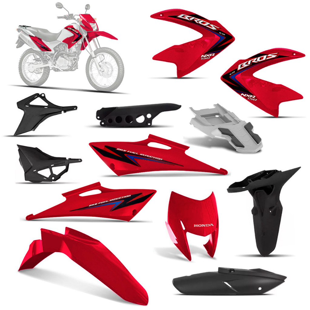Kit Carenagem Nxr 150 Bros 2012 Vermelha Com Adesivo | Shopee Brasil
