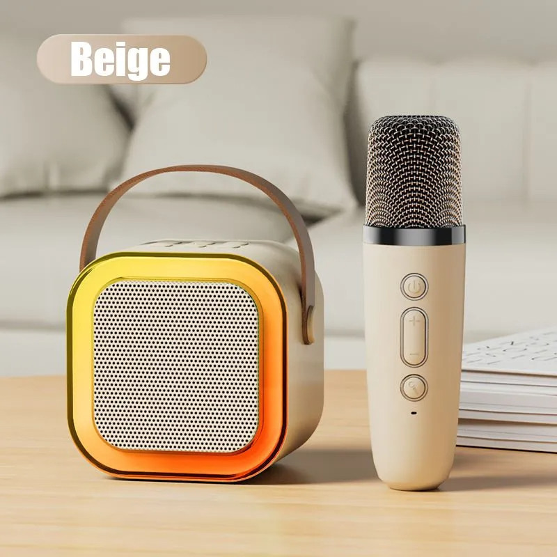 Kit1 Microfone Bluetooth Alto-falante Karaokê com Microfone e Luz LED ...