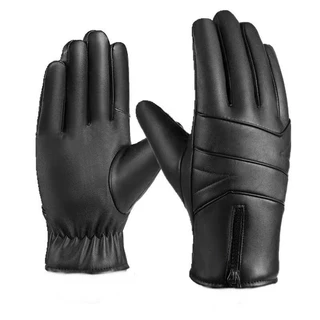 Luvas Retrô de Couro para Motocicleta / Luvas Impermeáveis para Moto/Fecho Zíper