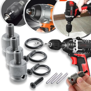 Kit 3 Haste Soquete Adaptador Quadrado 1/2 Pol 13mm Parafusadeira Chave de Impacto pra Mandril Com Anel Rosca Fina 20UNF