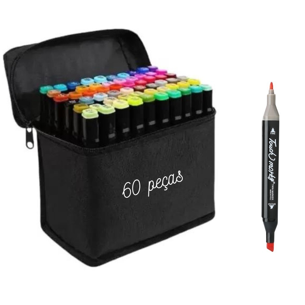 Kit 60 Peças Canetinhas Numerada Com Ponta Dupla Pintura Desenhar