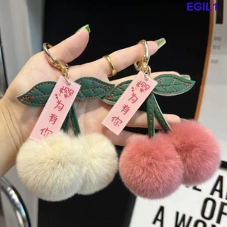 Egilil1 Chaveiro De Cereja , Pingente De Pelúcia Cartoon Carro Fofo De Alta Qualidade Fashion Fluffy