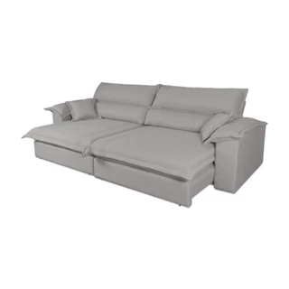 Sofá Retrátil Reclinável 3,00m Nivus Cinza Molas Ensacadas - King House