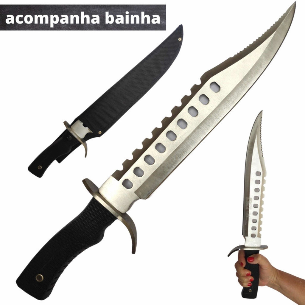 Faca Facão Esportivo Militar Caça Aço Inox Resistente 45 Cm
