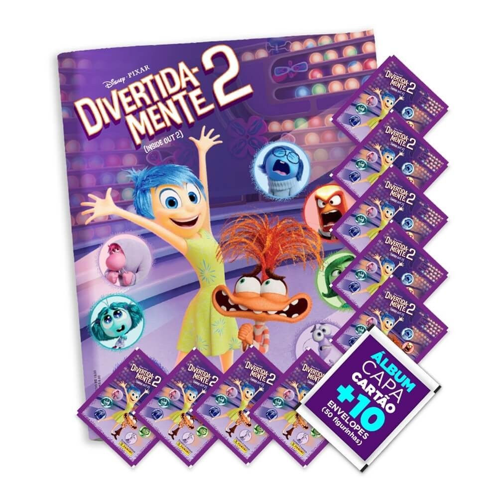 Divertida Mente 2 - Álbum Capa Cartão +10 envelopes (50 Figurinhas ...