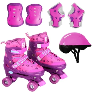 Patins Roller Star Rosa Com Kit De Proteção Dm Toys DMR6547