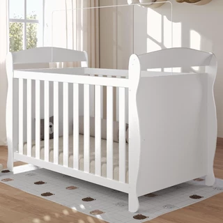 Berço Americano Marquesa 100% MDF Multifuncional 3 em 1 Branco Carvalho Móveis Peroba