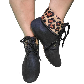 Bota Carmurça Com Aba Preto/Onça