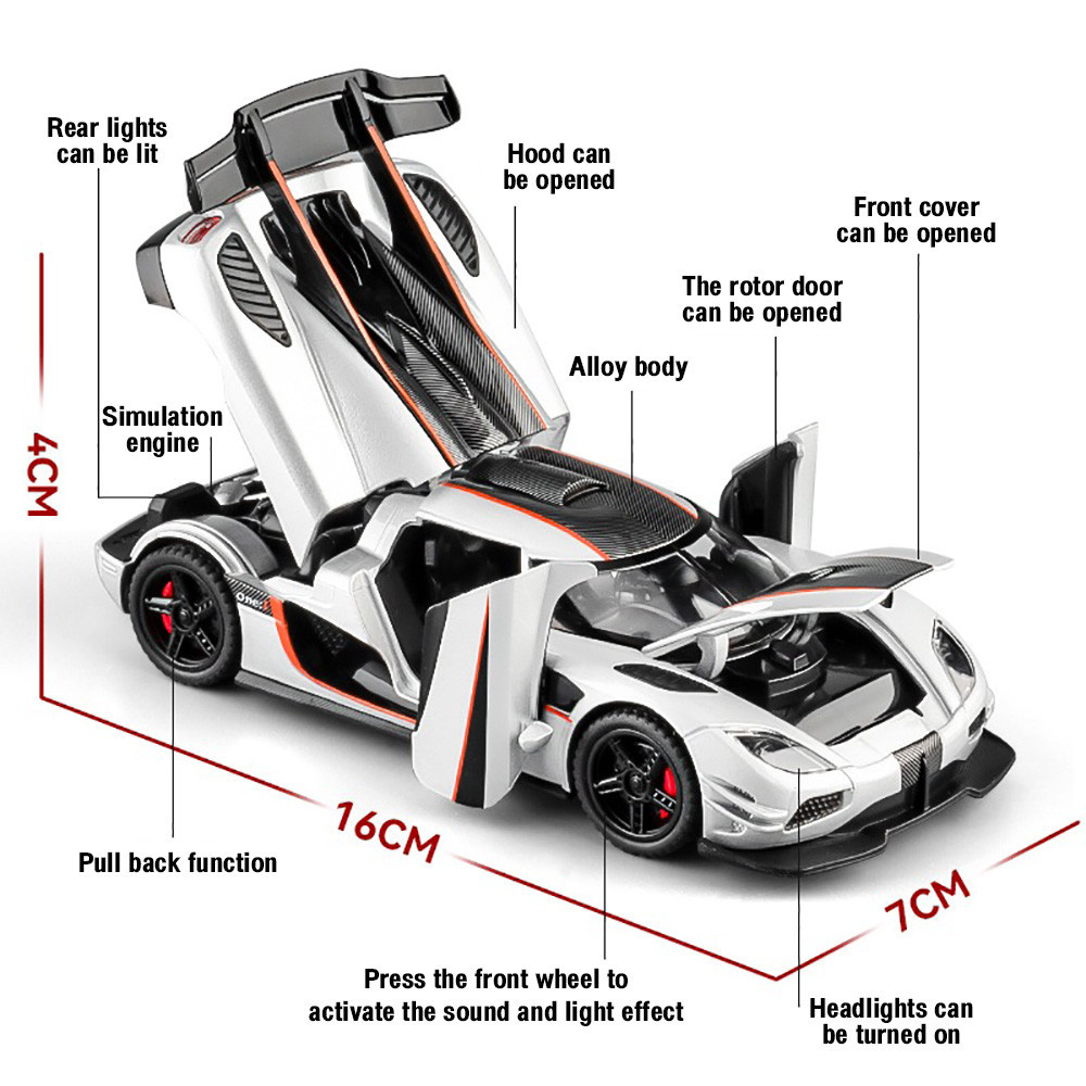 KLT 1 : 32 Koenigsegg One : 1 Supercar Metal Alloy Toys Car Modelo