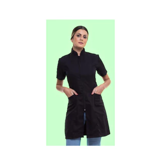 Jaleco Feminino com zíper manga curta acinturado Oxford Premium