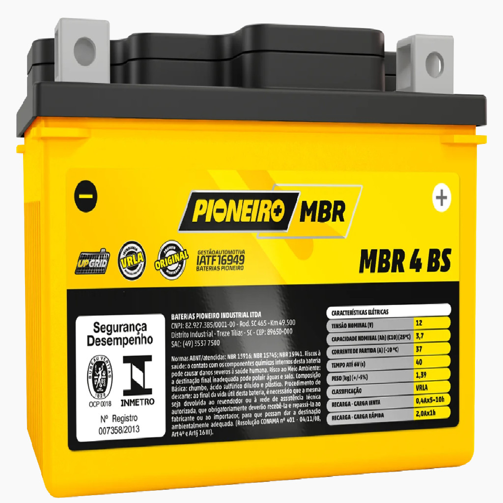 Bateria MBR4-BS 3,7Ah Shineray VENICE 50 2014-2016 | Shopee Brasil