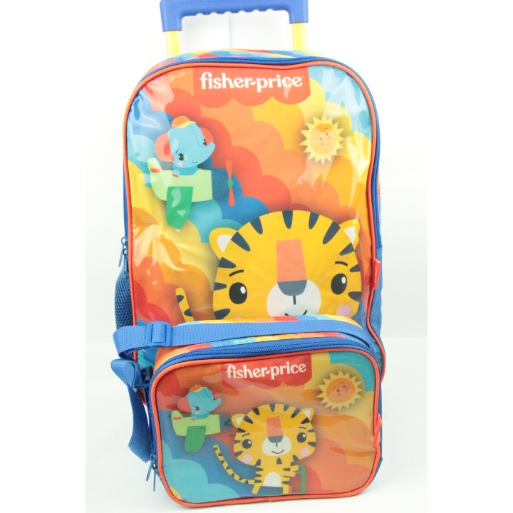 Kit Mochila Escolar Rodinha Lancheira Fisher Price Original | Shopee Brasil