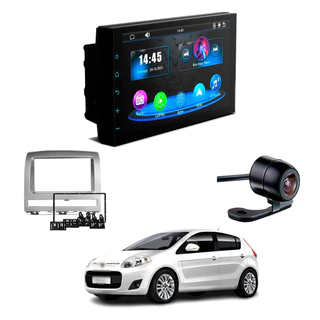 Central Multimídia CarPlay Android Auto Faaftech 7" + Câmera Ré Borboleta + Moldura 2din Palio 2008 2009 2010 2011 2012
