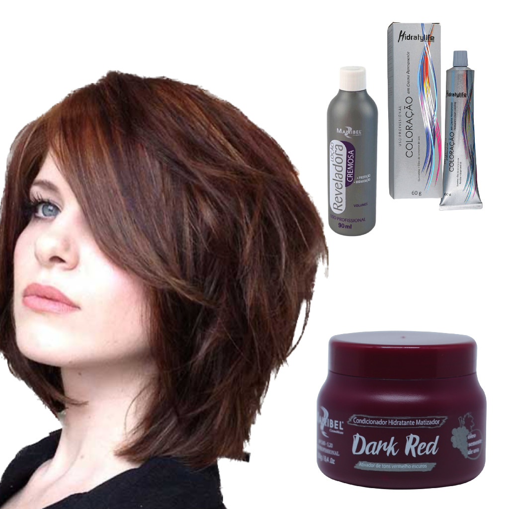 Tinta Cabelo 6.41 Loiro Cobre Cinza+Ox20 Matiz Dark Red 250g | Shopee ...