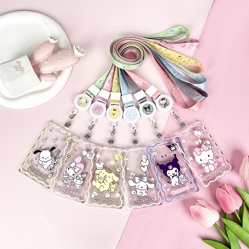 Novo Estilo Porta-cartões em acrílico em relevo Porta-cartões escolares com crachá de estudante Porta-cartões com proteção Anti-perda