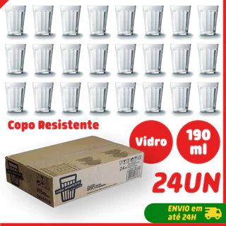 Jogo 12/24 Peças Copo Americano Tradicional 190ml Para Cerveja Suco Café Refrigerante Água Nadir