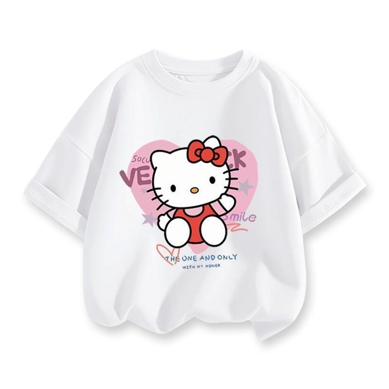 1000 160 Criancas Hello Kitty de manga curta Hello Kitty Vestuario de verao para criancas Meninas Meninas Shopee Brasil