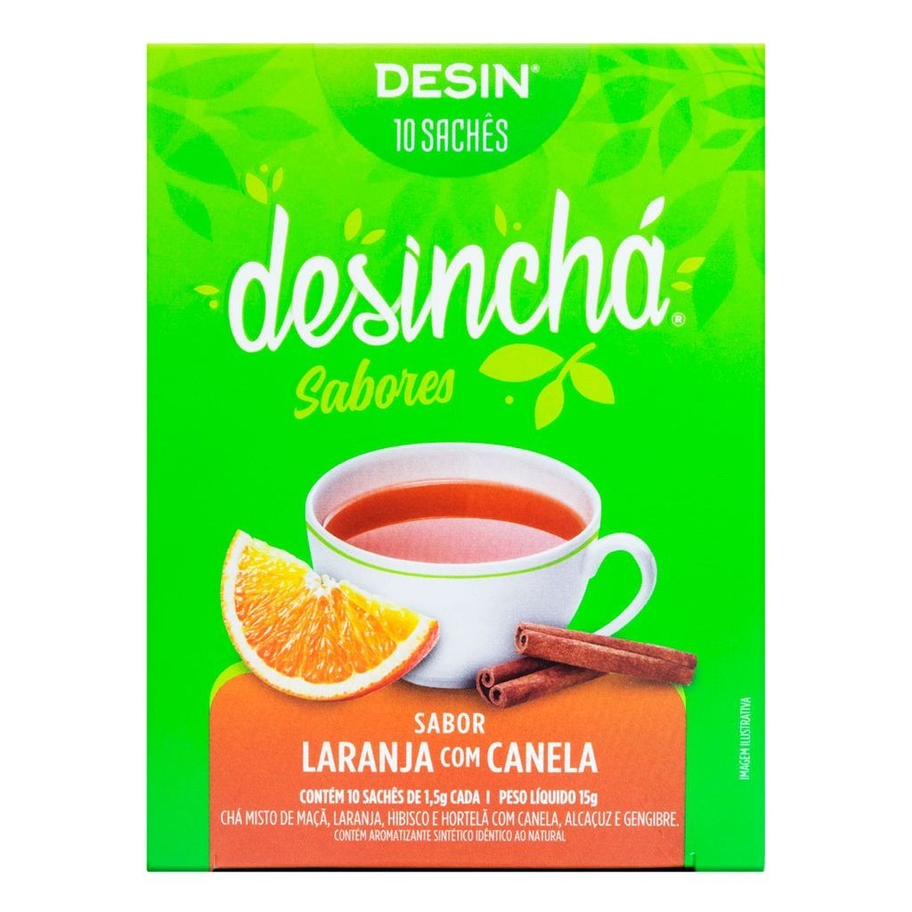 Chá Desinchá Sabores Laranja com Canela 10 Sachês com 1,5g Cada ...