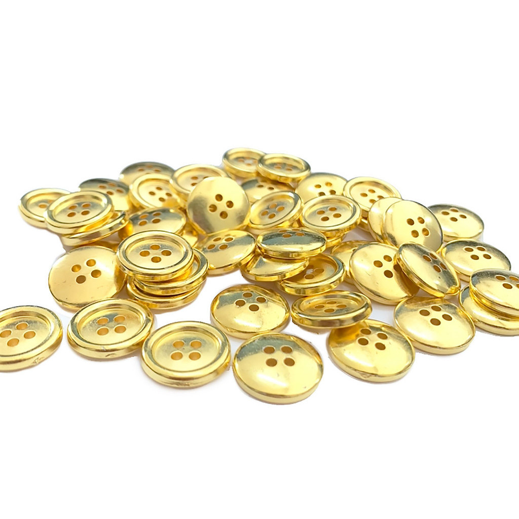 Botão Dourado 15mm 2 ou 4 Furos Para Roupa Costura Artesanato | Shopee ...