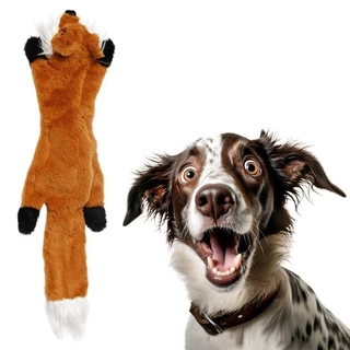 Brinquedo Pet Raposa de Pelúcia para Cachorro Mordedor Grande com Apito Som