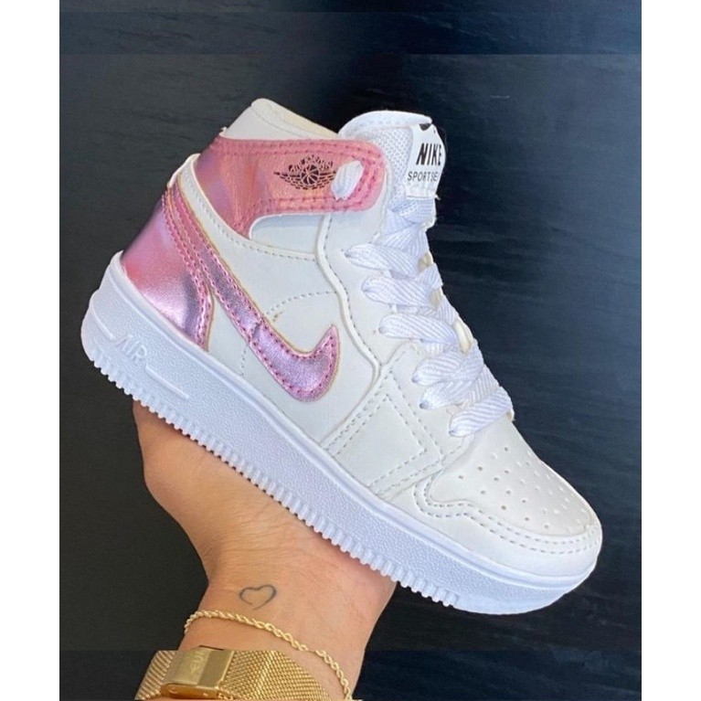 Tênis Nike Air Jordan 1 Holográfico Metálico Feminino Botinha Meninas ...