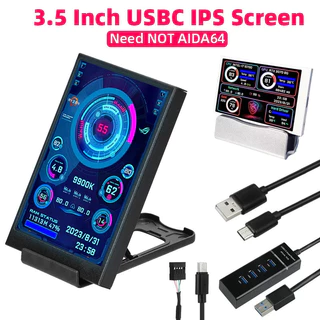 Computador De 3,5 Polegadas Pequena Tela Secundária IPS Ângulo De Visão Total USB-C Chassi De Monitor De Tipo MINI PC Gamer CPU GPU RAM HDD Dislay Freely