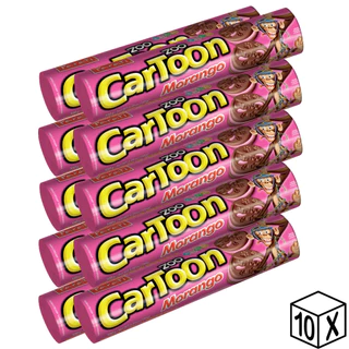 Pack 10 unidades Biscoito Recheado Zoo Cartoon Parati Sabor Morango 130g - Kit com 10x130g