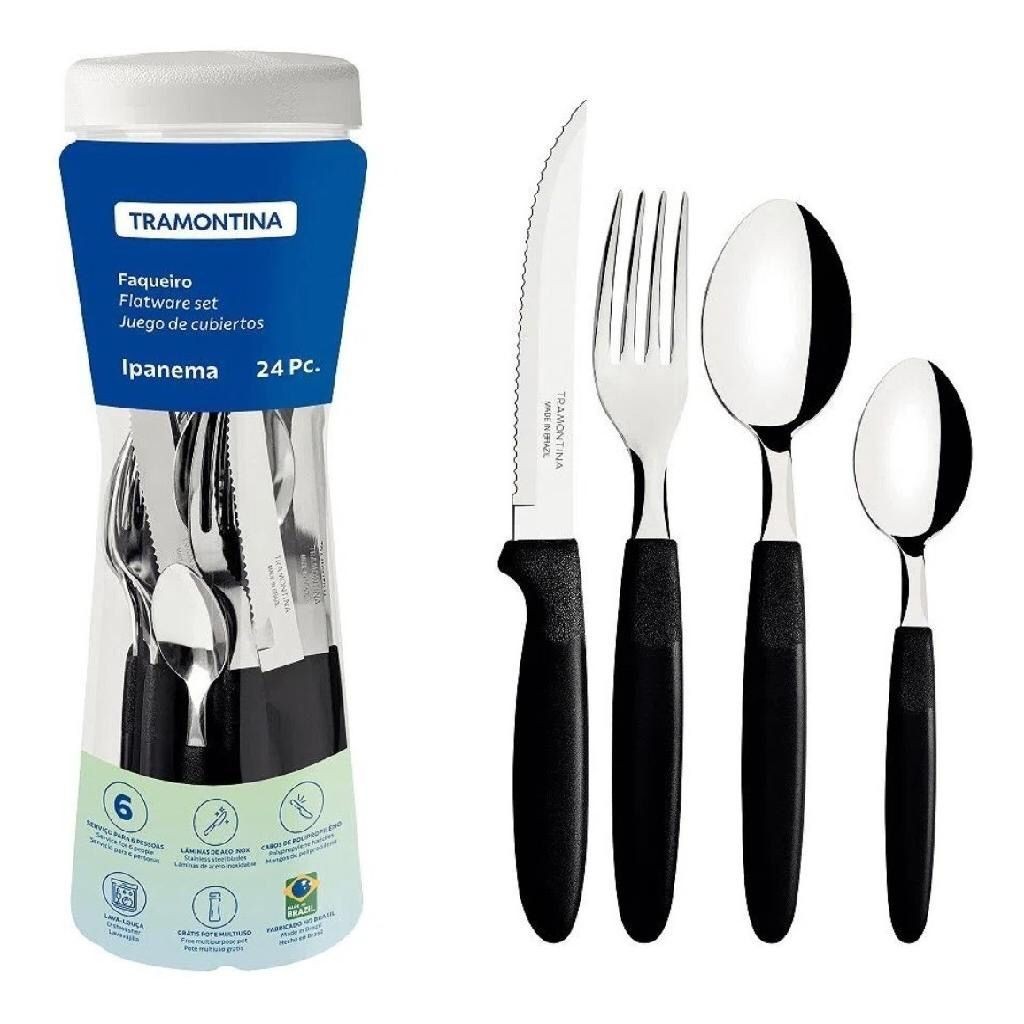 Jogo de talheres Tramontina Faqueiro Tramontina Ipanema Leme 24 ou 20 peças Faca Garfos Colher
