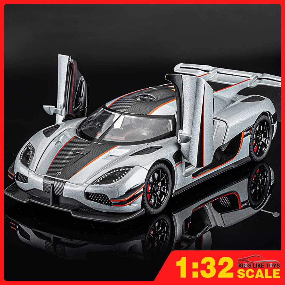 KLT 1 : 32 Koenigsegg One : 1 Supercar Metal Alloy Toys Car Modelo De Carro De Liga Metálica Veículo Diecast Para Meninos Simulação De Som Efeito De Luz Coleção De Hobbies Presentes