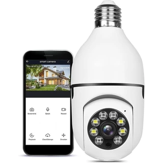 Câmera wifi ip sem fio giratória 360 com encaixe lampada bocal rosca ptz full HD visão noturna segurança