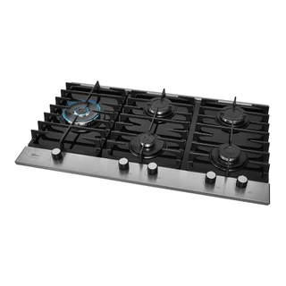 Cooktop Fischer 5 Bocas a Gás Tripla Chama Platinium Vidro e Trempe Ferro Fundido 33810-92122 Bivolt