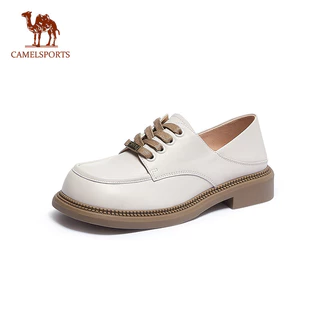 CAMEL SPORTS Deep-Cut Leather Shoes For Women Fashionable Retro Sólido Cor Genuíno