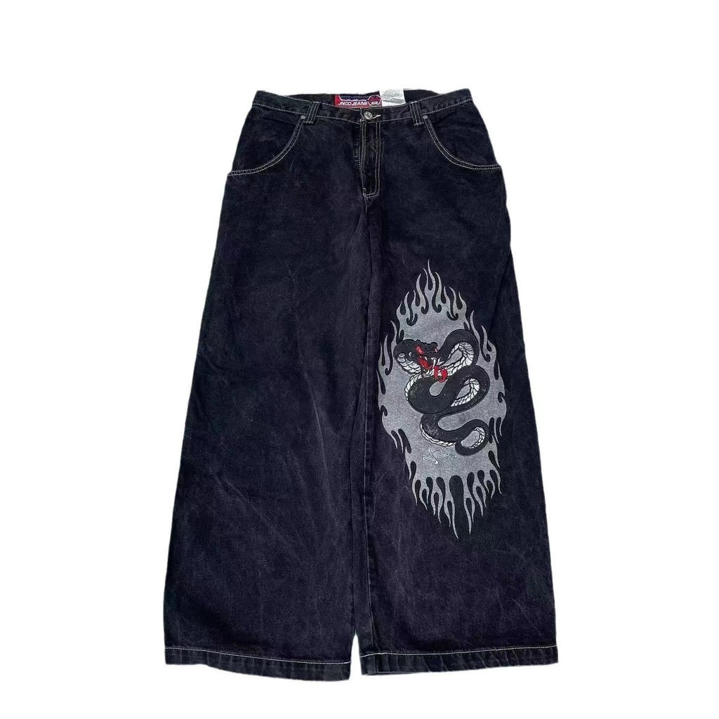 Streetwear Baggy Jeans Y2K Hip Hop Retro Bolso Calças Pretas Dos