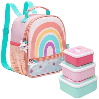 Lancheira Térmica Magic Arco-íris E 3 Potinhos Infantil Zoo Buba