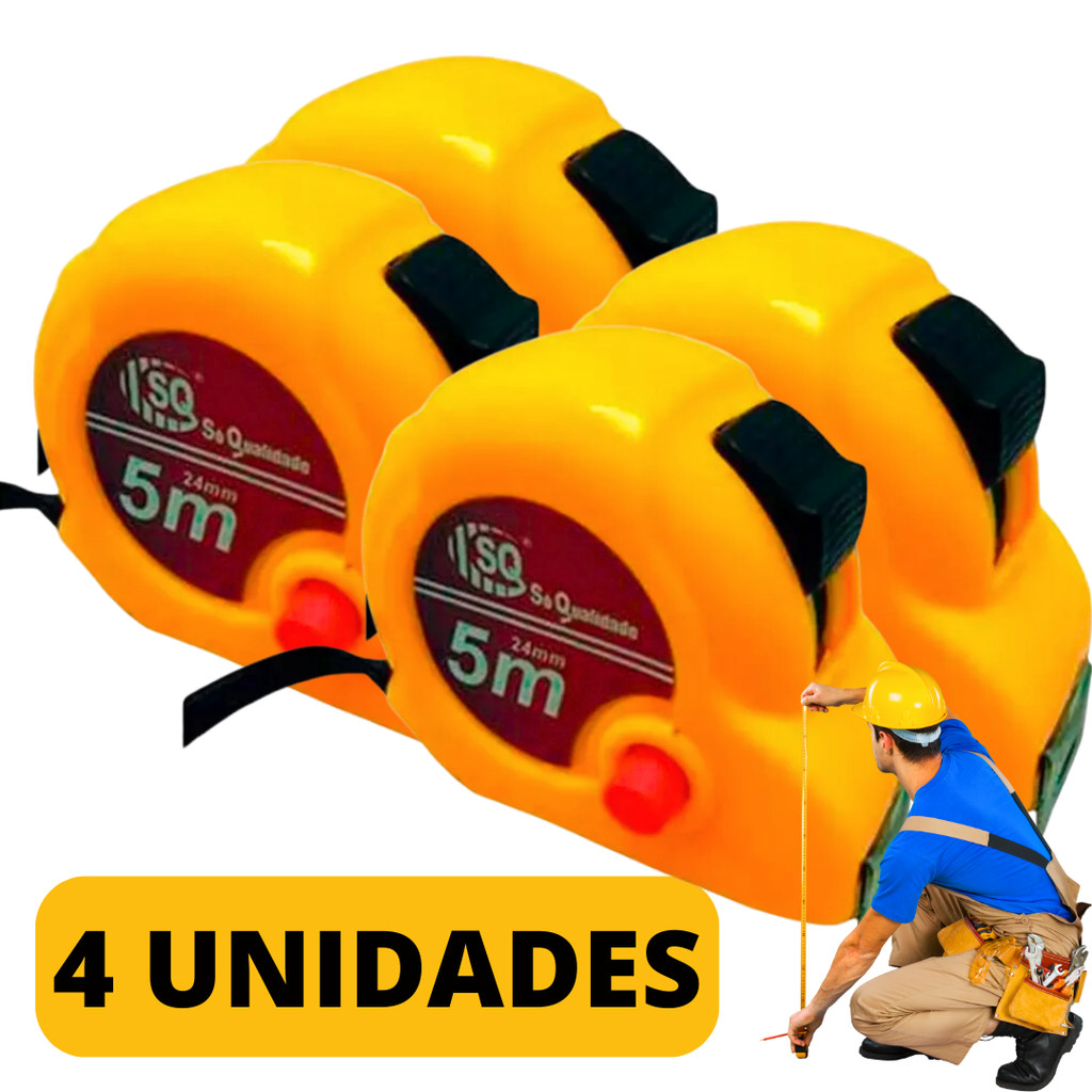 Kit Com 4 Trenas 5mX24m De Aço Inox Trena Com Travamento Preciso Para ...