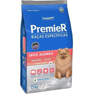 Alimento Premier Raças Específicas Spitz Alemão 7,5Kg Ração Cães Adultos Sabor Frango Super Premium