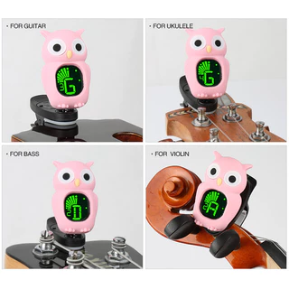AFINADOR DIGITAL CROMÁTICO VIOLÃO GUIT BAIXO CORUJA ROSA