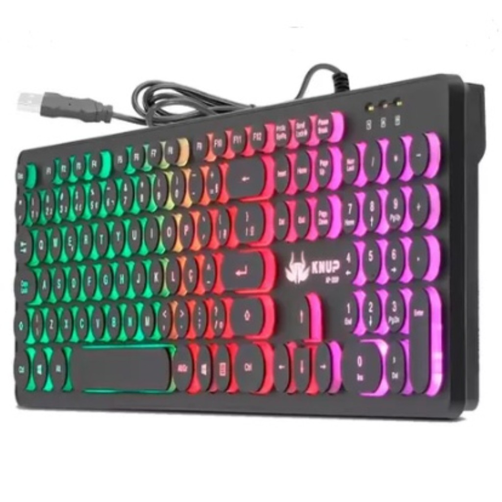 Teclado com Teclas Redonda LED RGB Silencioso KNUP KP-2059